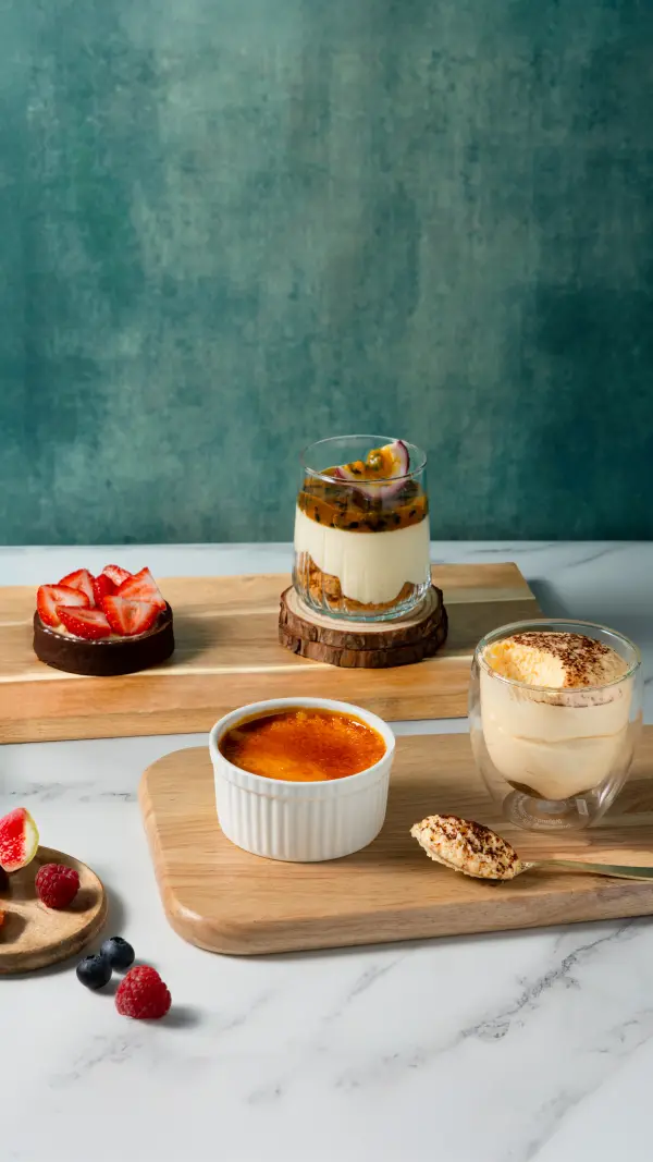Assorted pastry trio, bakery and patisserie photography for Perth cafes.