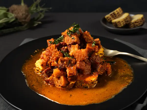 Braised pork ragu with polenta, share plate photography for Perth bar menus.