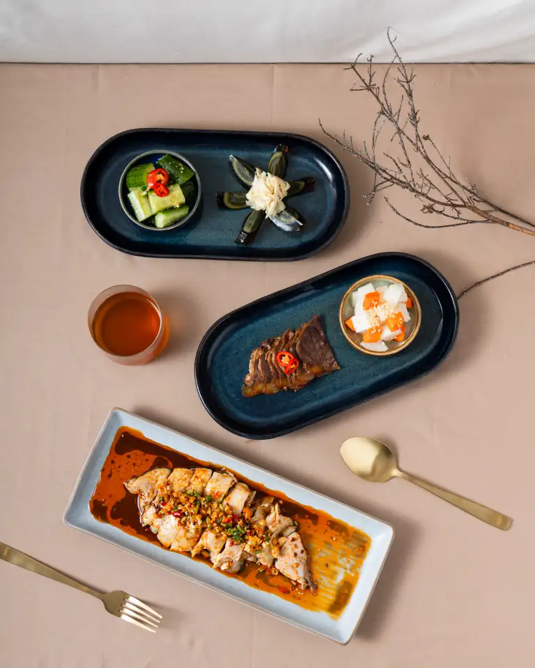 Catering dishes photographed in a flatlay for Perth catering photography