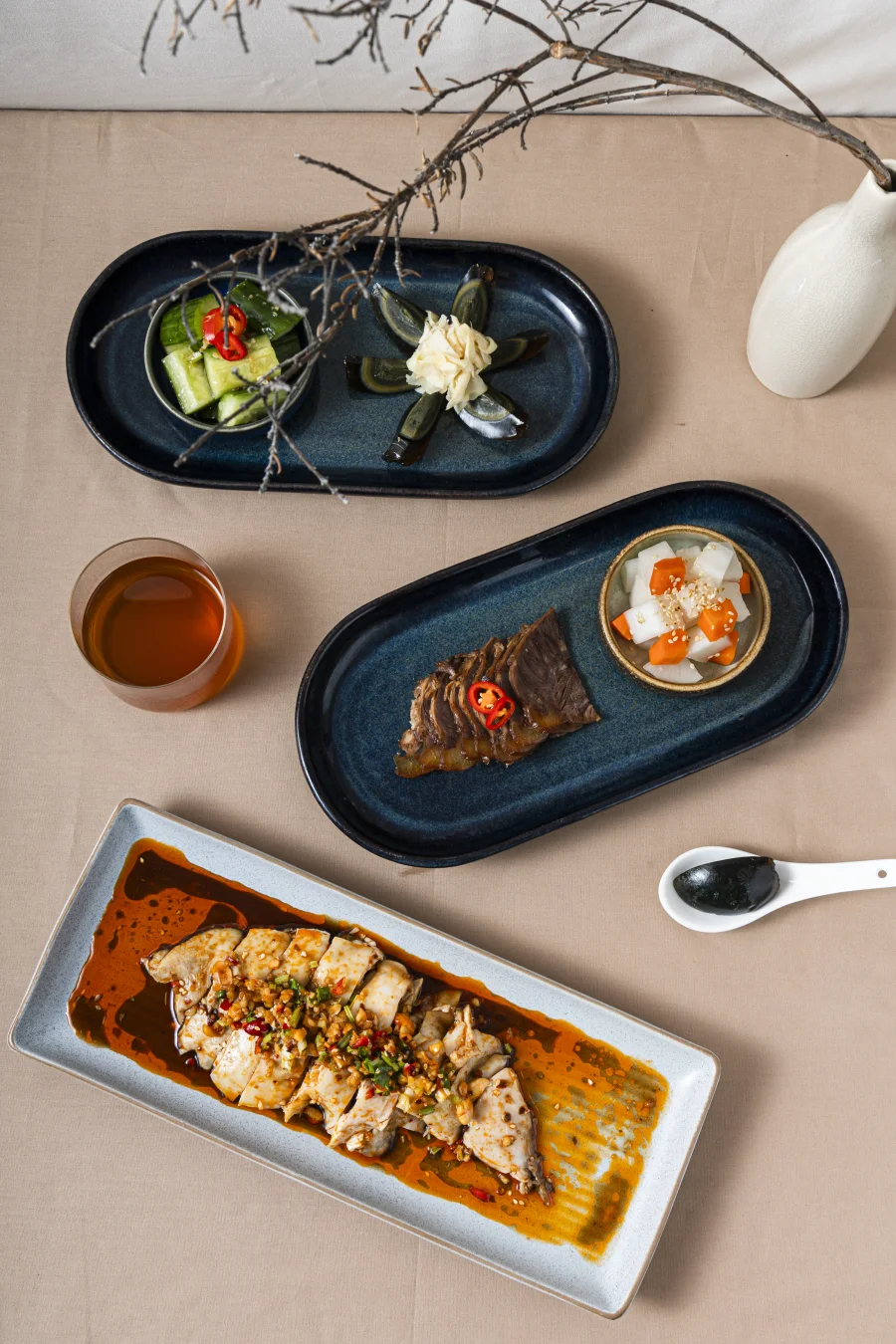 Seasonal restaurant menu photographed from overhead in Perth