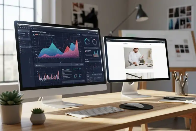 Page-speed optimization dashboard tied to web design decisions
