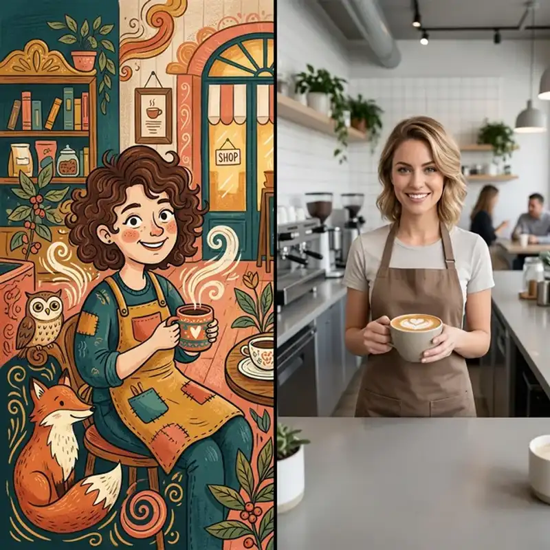 Brand illustration compared with generic stock photography style