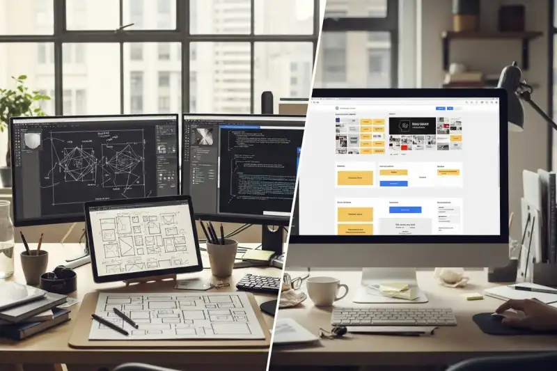 Comparison between bespoke web design and template-builder websites