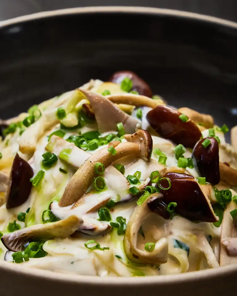 Mushroom pasta photographed for restaurant food photography in Perth