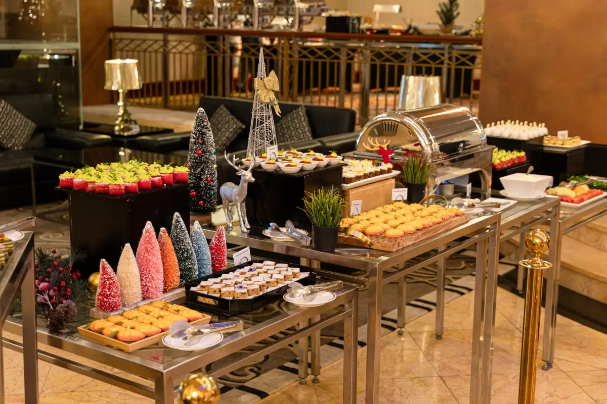 A complete buffet station photographed for catering photography in Perth.