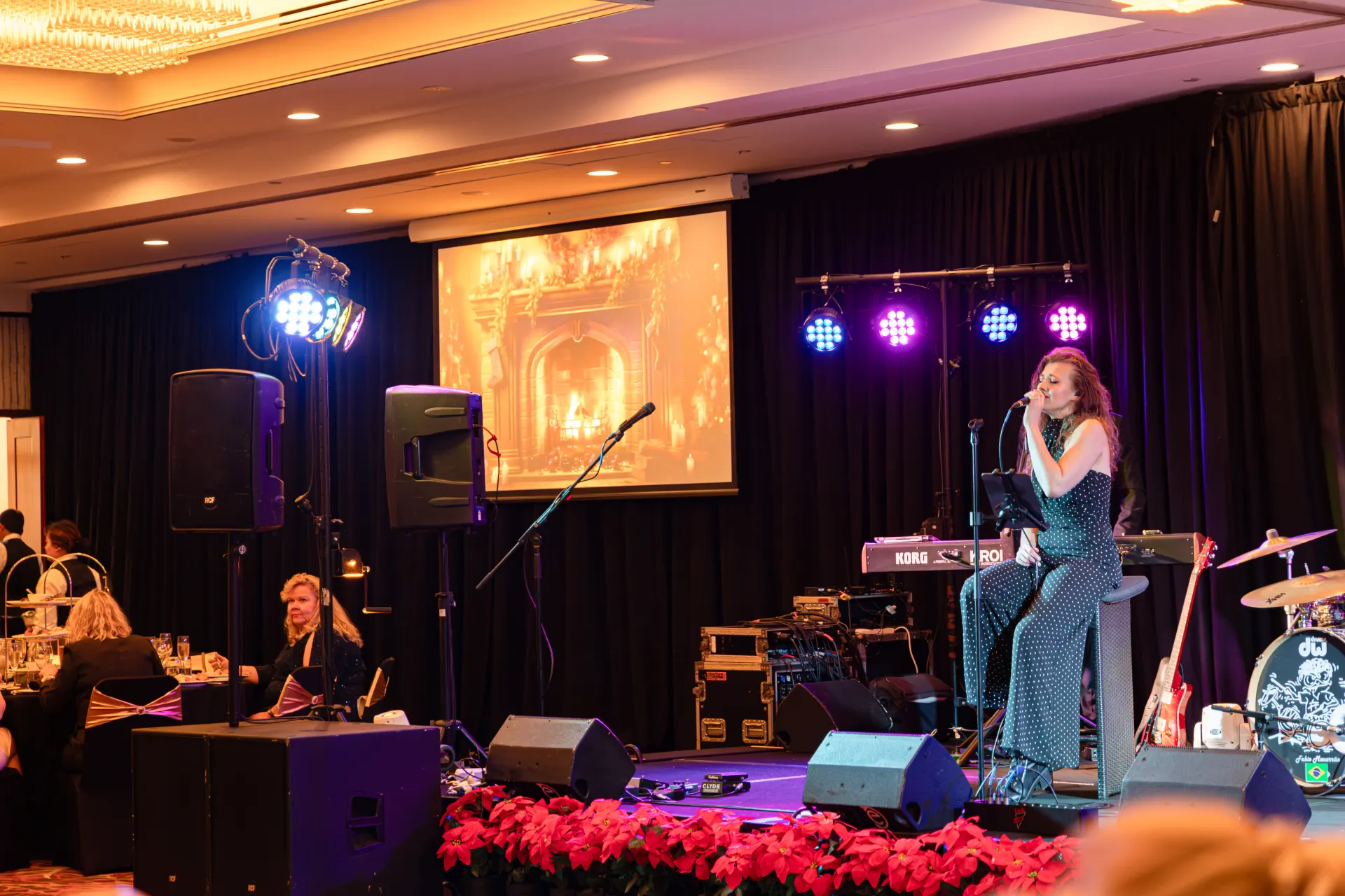 Live stage performance during a Perth gala dinner