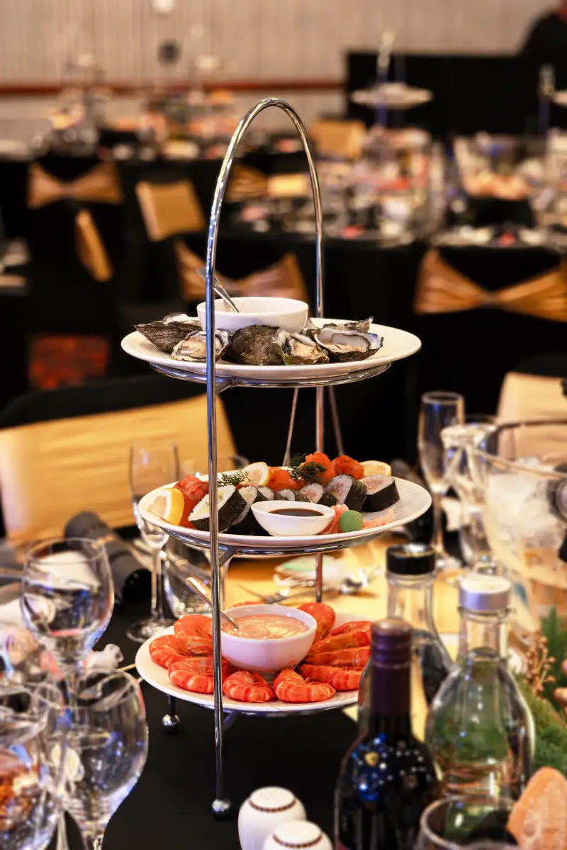 A tiered canape display photographed for catering photography in Perth.