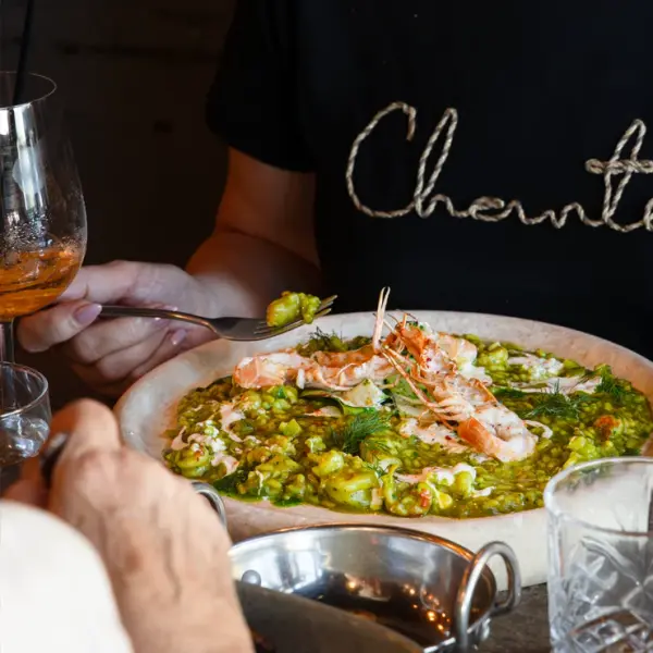 Detailed shot of prawn risotto, professional food styling and photography for fine dining menus in Perth.