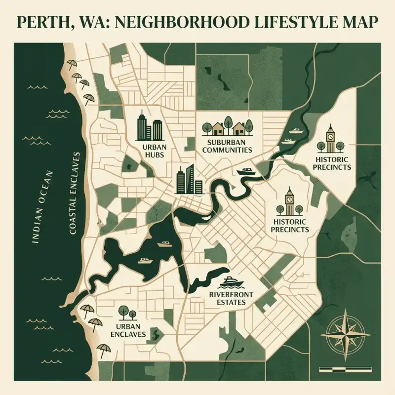 Map of Perth suburbs highlighting different local search patterns and business optimisation opportunities