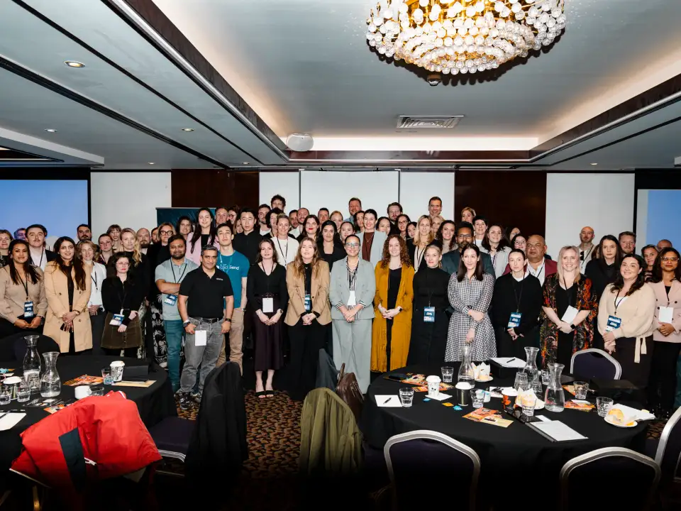 Group photo of more than 200 delegates at the Intrigue MADVERSE marketing summit in the Pagoda Resort and Spa conference room in Perth