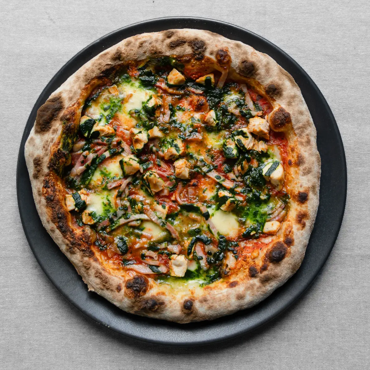 Overhead pizza photograph captured for the Io e Te menu and website