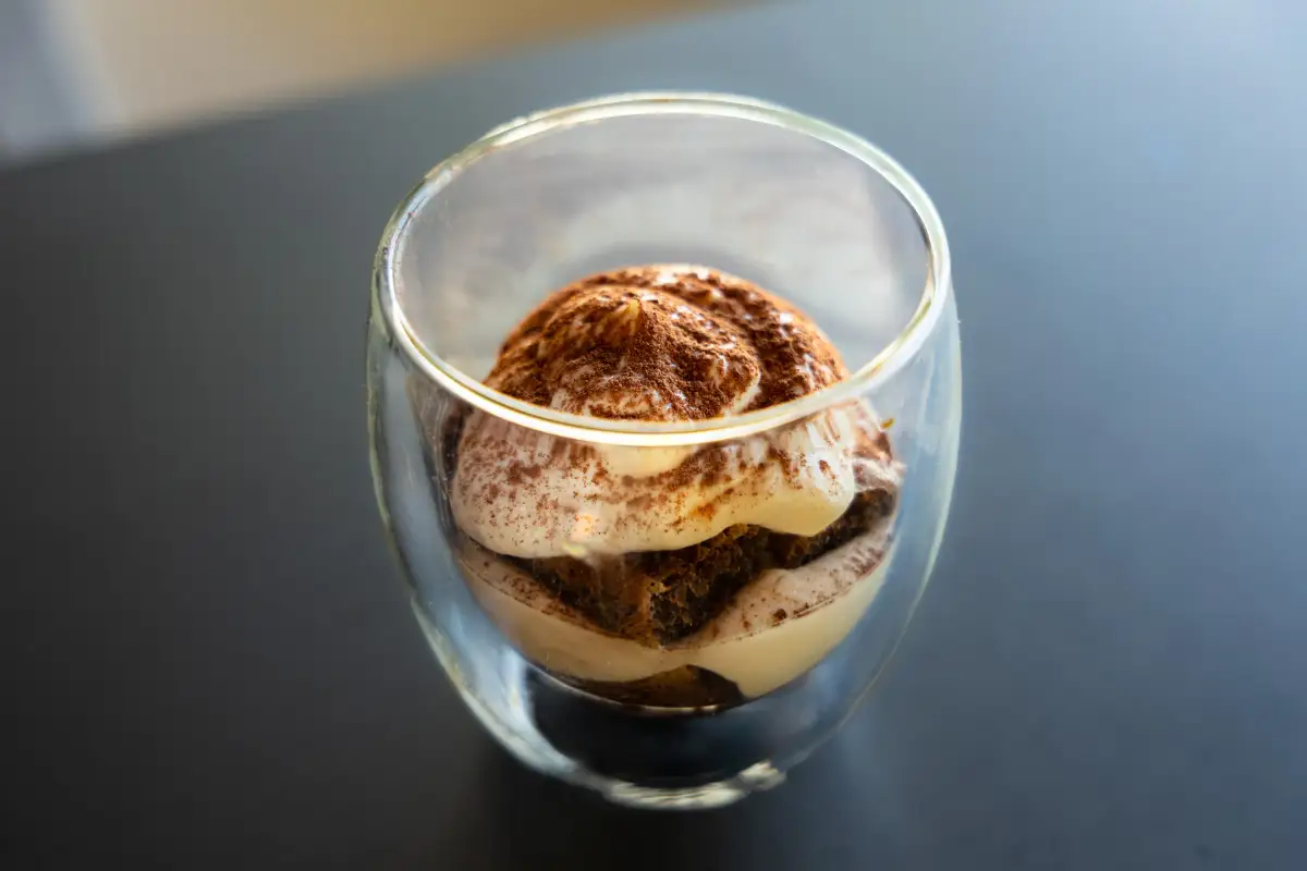 Tiramisu dessert served in a glass at Io e Te Pizzeria e Ristorante