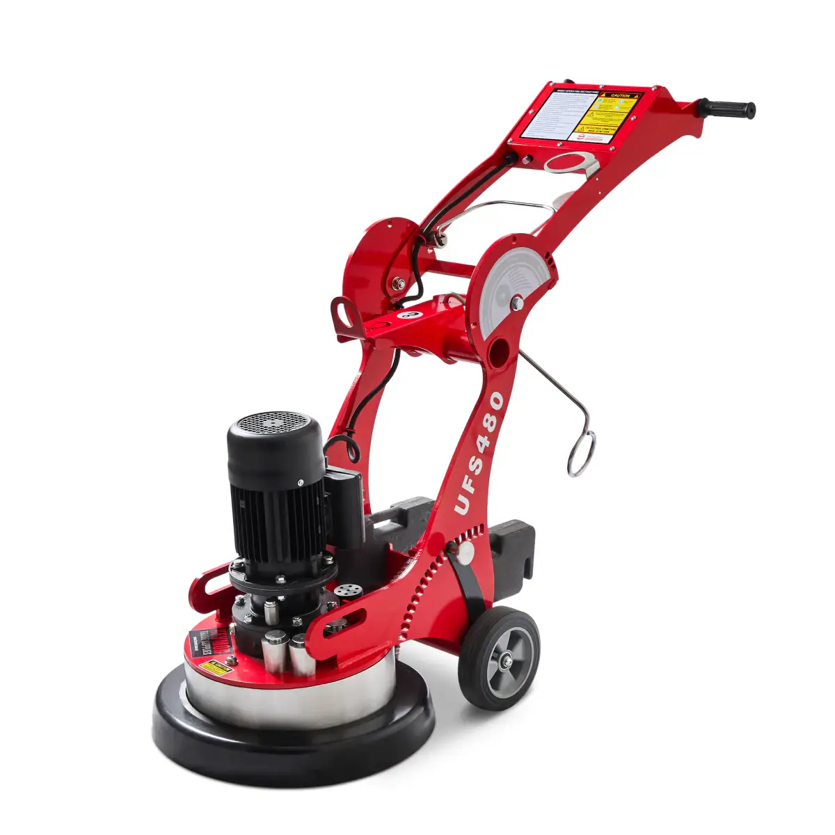 Red Kevmor UFS480 DFG professional floor grinder photographed as a complete machine on white
