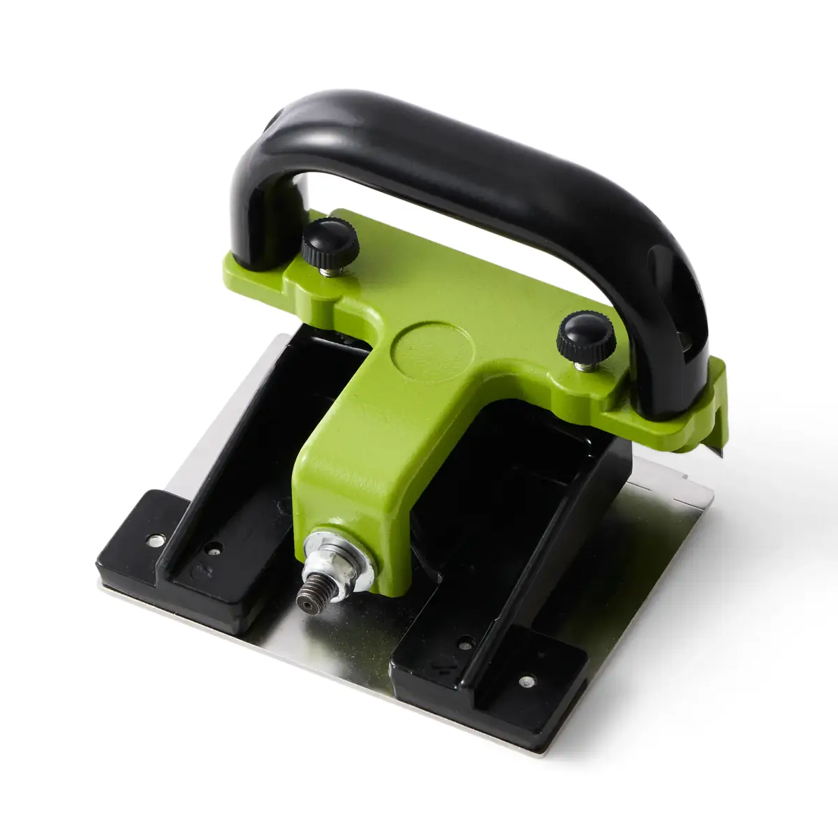 Green and black Kevmor UFS7733 professional flooring tool with adjustable handle photographed on white