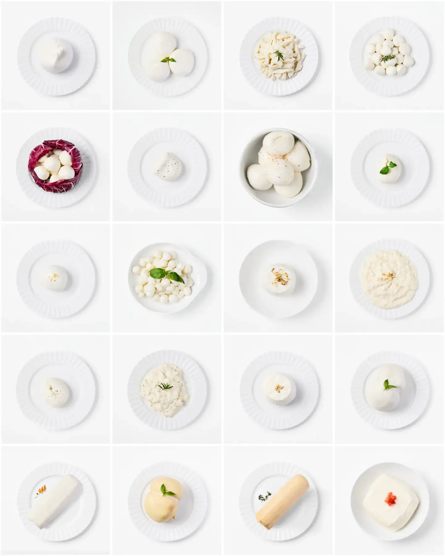 La Delizia Latticini fresh-cheese range prepared as a multi-product ecommerce collage.