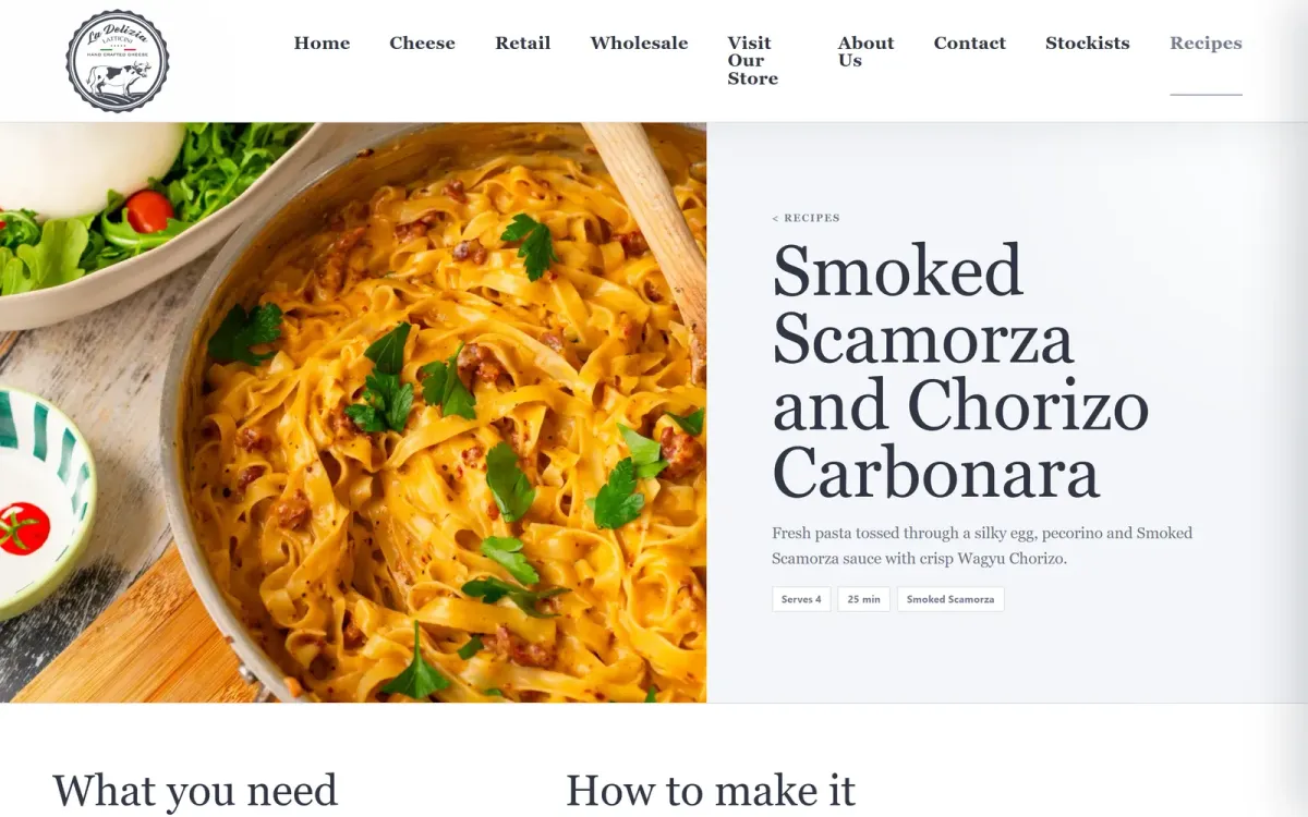 La Delizia Latticini seasonal Italian recipes section