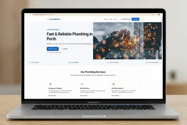 Website design for QuickQuote Plumbing