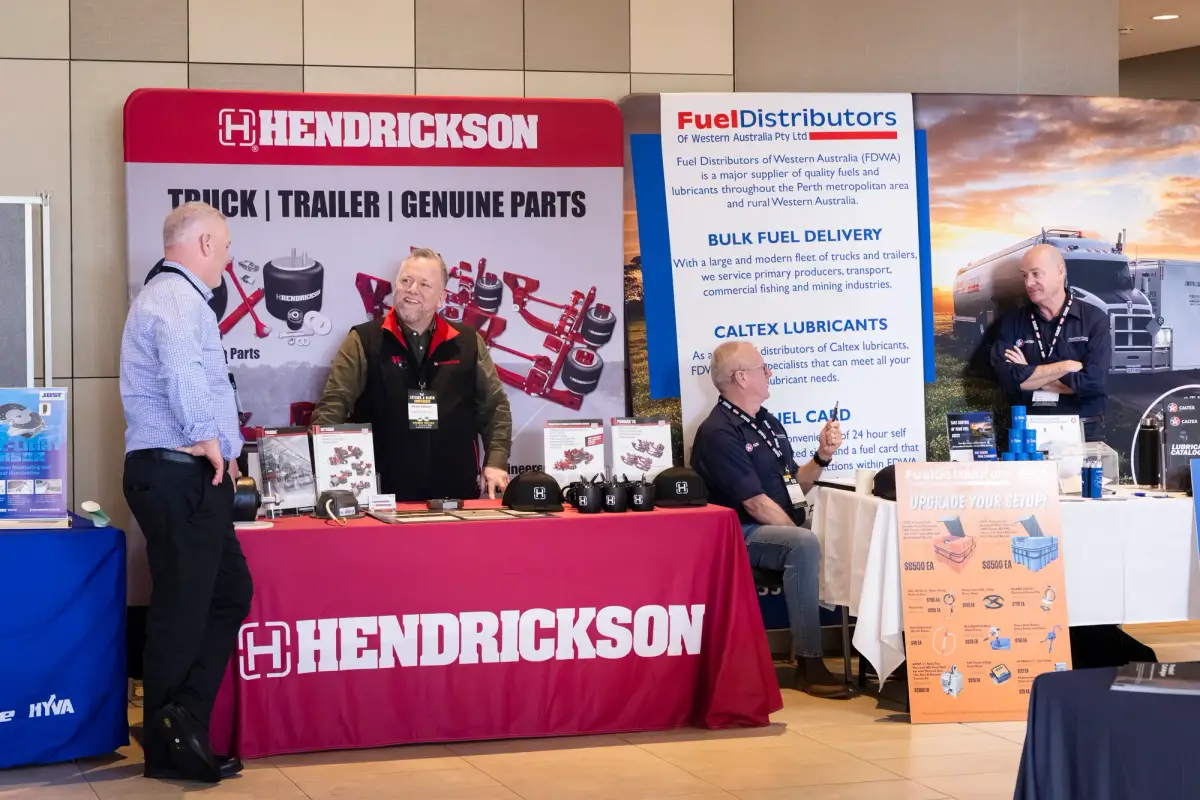 Delegates visiting a truck parts exhibitor stand at LRTAWA Corporate Event.