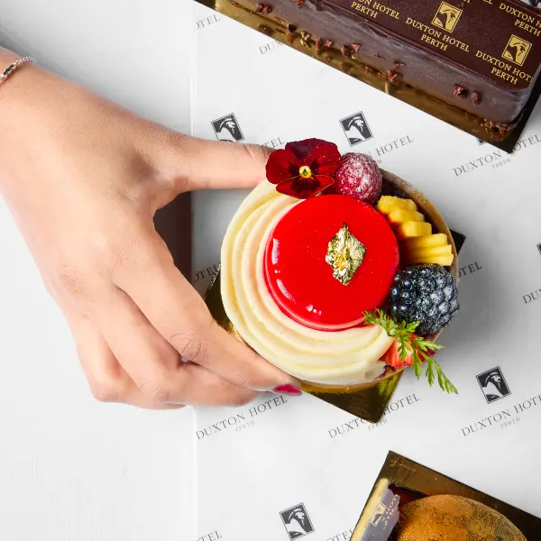 Luxury dessert pastry box photographed for a Perth food brand.