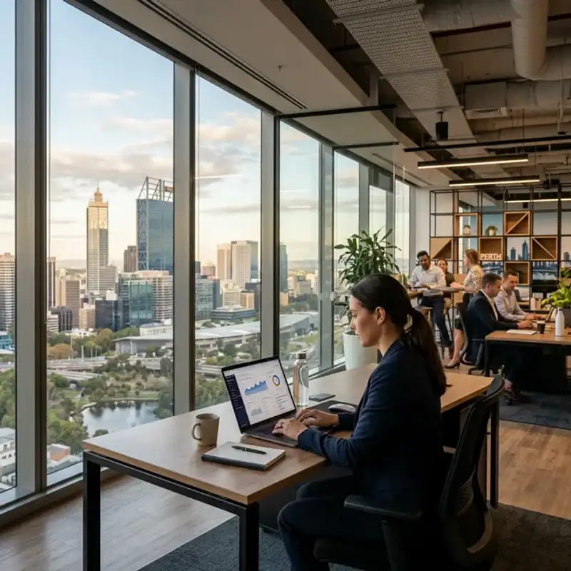 Perth CBD professional reviewing Google Business Profile quick fixes on a laptop