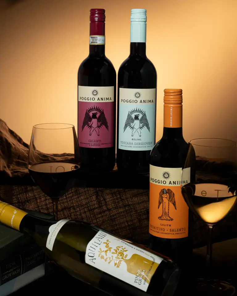 Poggio Anima wine bottles photographed for Perth winery photography