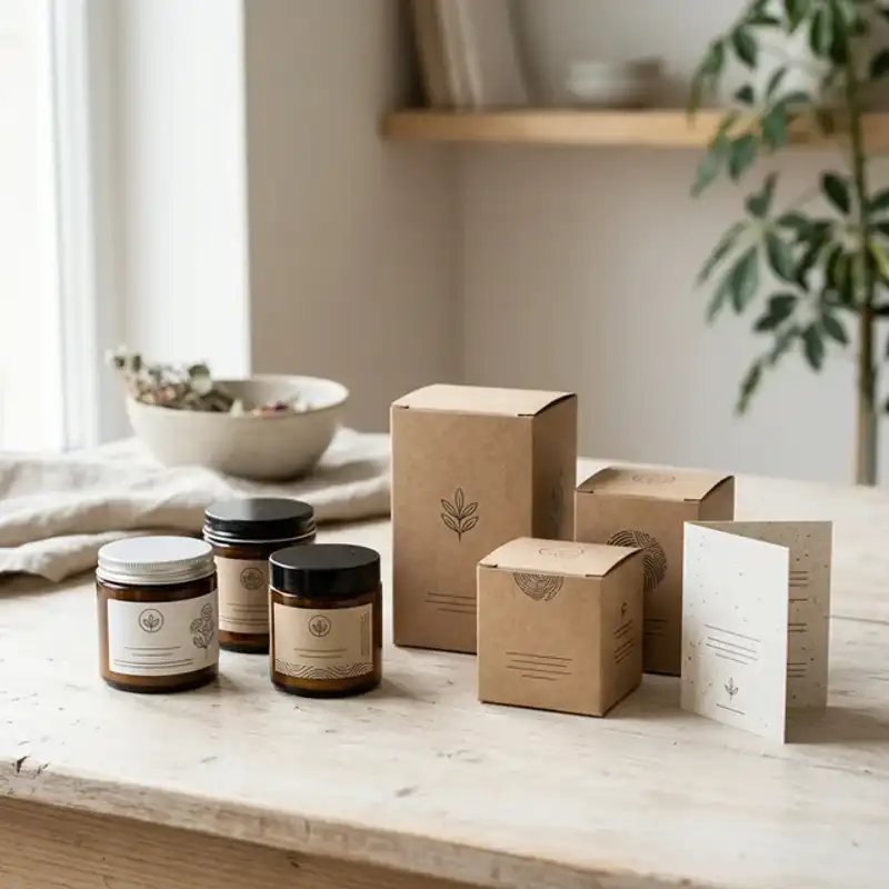 Modern product packaging concepts using sustainable material finishes