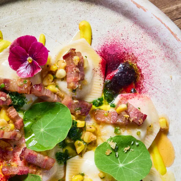 Seafood crudo with nasturtium from Acqua e Sale photographed in Perth.