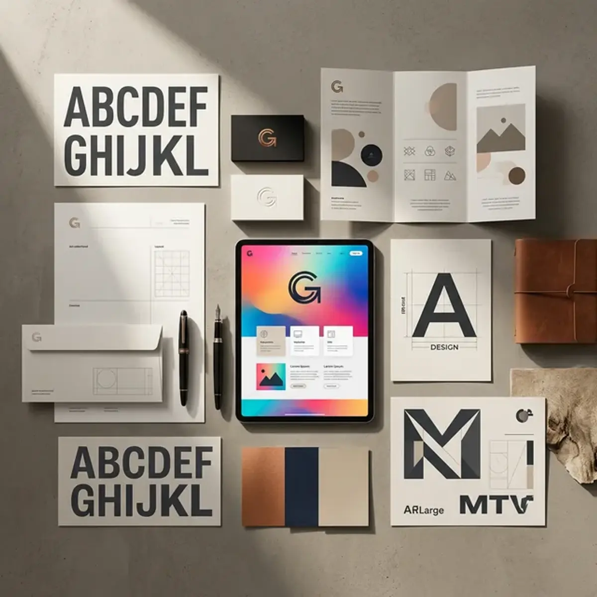 Graphic designer planning brand identity assets in a Perth studio