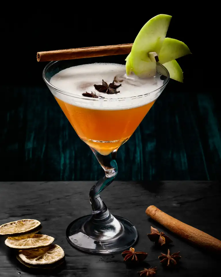 Spiced cocktail with cinnamon photographed for Perth beverage photography