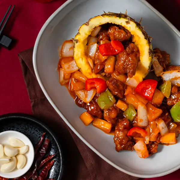 Sweet and sour pork dish photographed for Como restaurant in Perth.