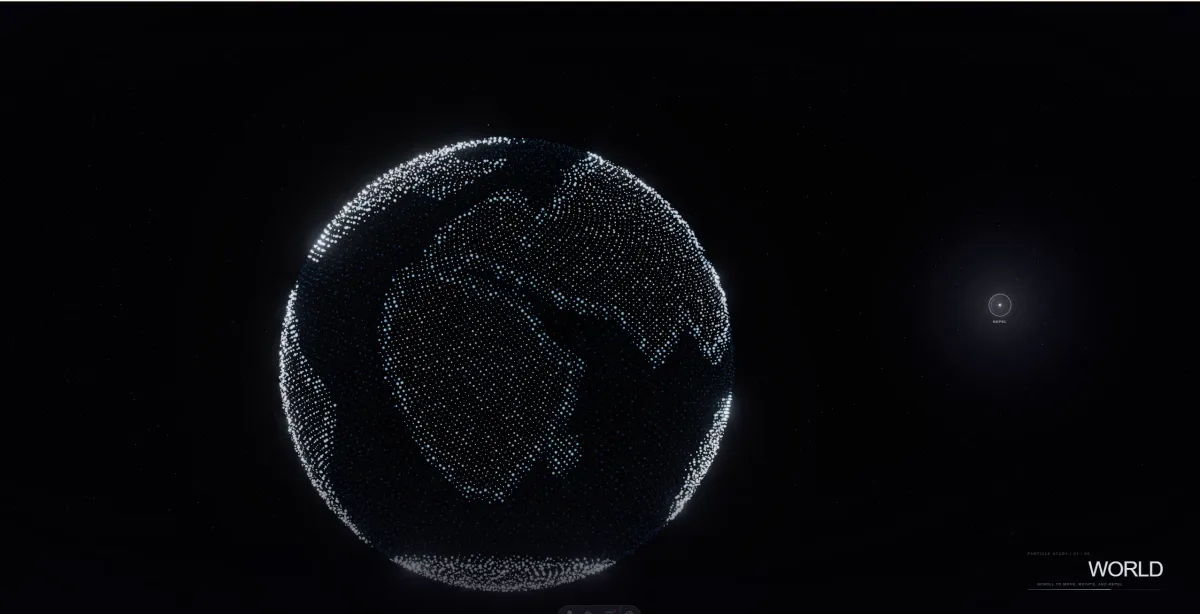 Interactive 3D particle globe visualization in Three.js