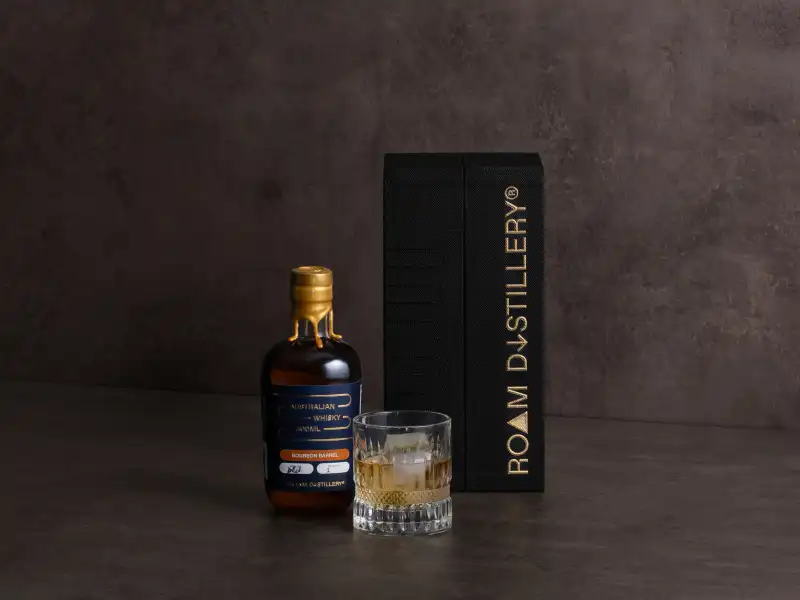 Whisky bottle and glass styled in a Perth studio for commercial product photography