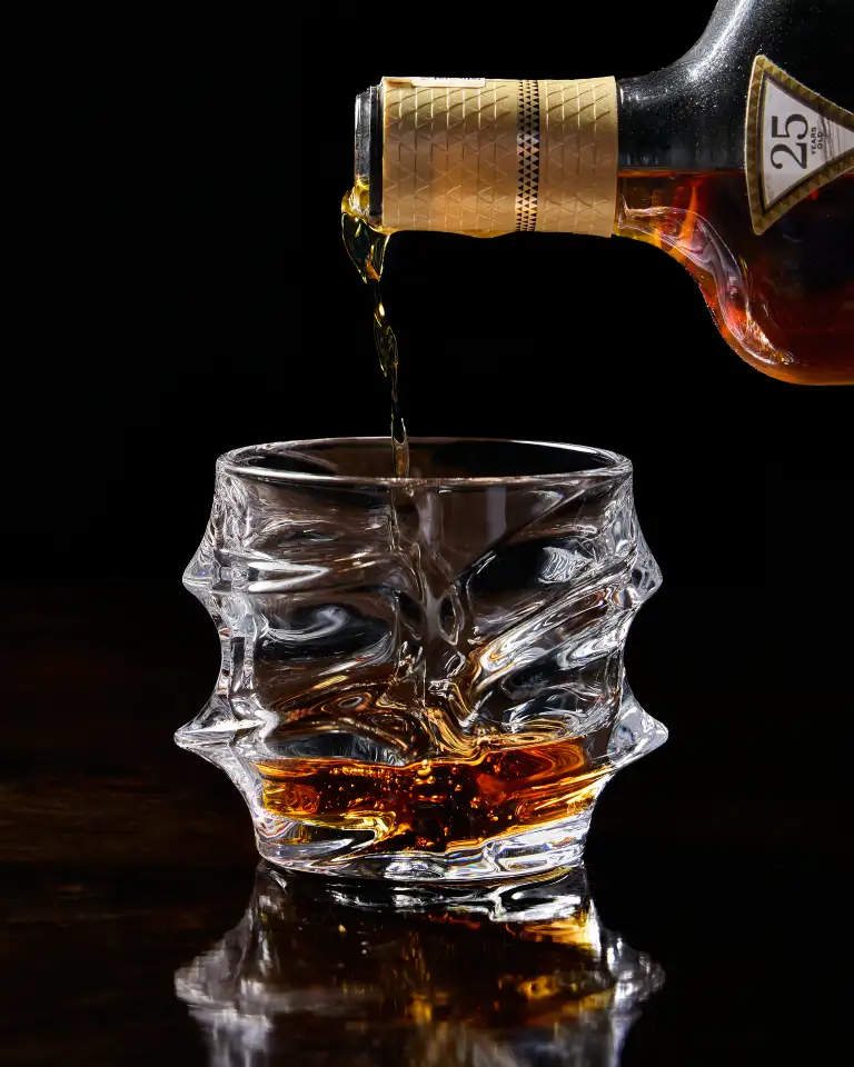 Whisky poured into a crystal glass for Perth bar photography